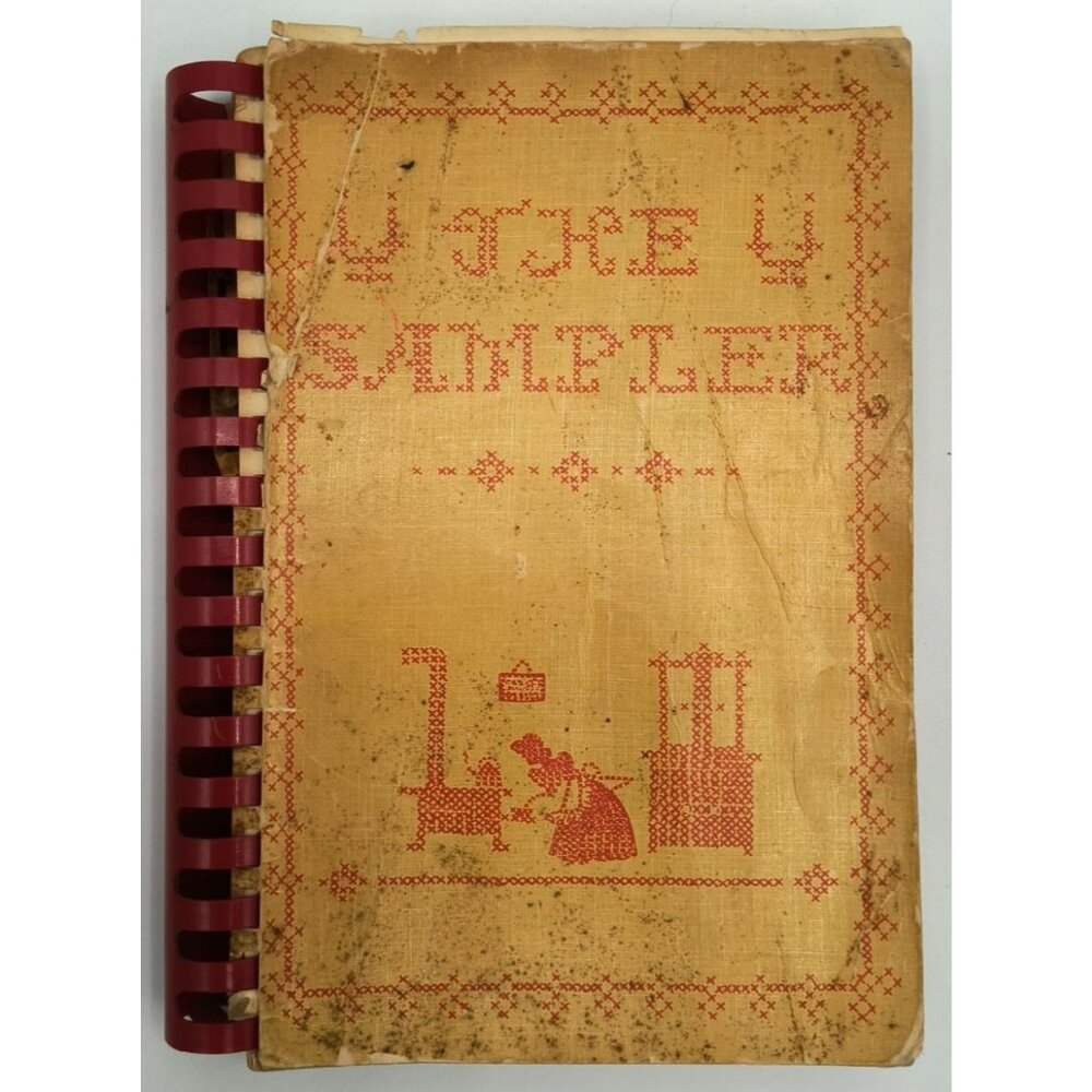 Vintage 1948 Overland Park KS Handwritten Recipes Cookbook With Cross-Stitch Cov